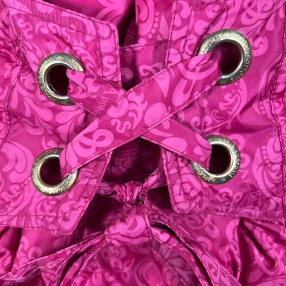 Vintage APPLE BOTTOMS pink gold fur lined hood jacket XL tie grommets puffer - Picture 7 of 10